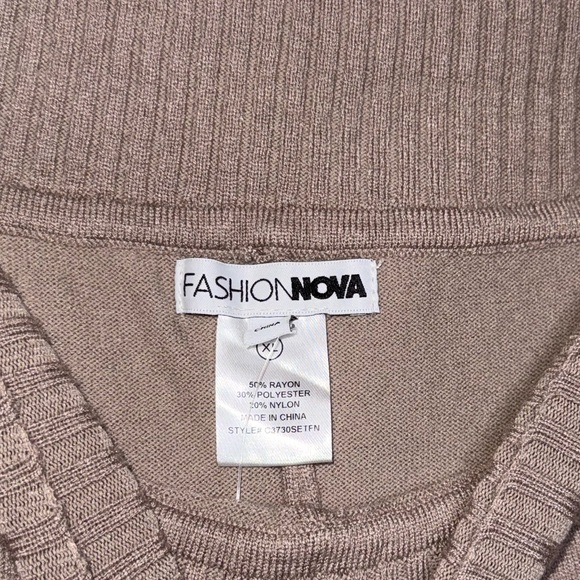 Fashion Nova Taupe Knit High Waisted Flare Pants - Picture 5 of 6